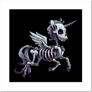 Spooky magical skeleton unicorn wings Posters and Art